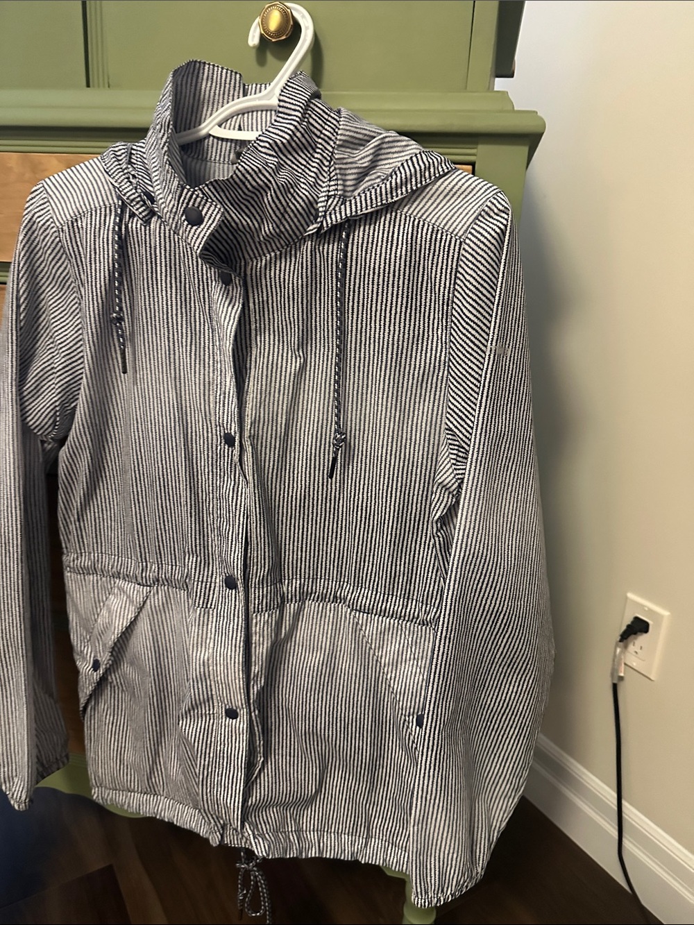 Columbia Navy & White Striped Hooded Anorak